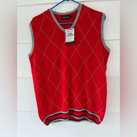 Mentor Other - Mentor Mens Unisex Knit Red V Neck Sweater Vest M NWT